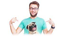 Chalan s obrázkom psa na tričku